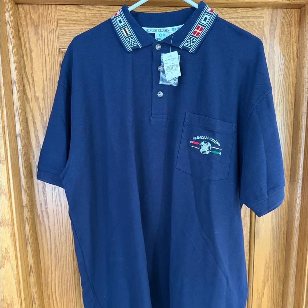 New Blue Nautical Polo Shirt ~ Princess Cruises size XL Boating Sailing NWT